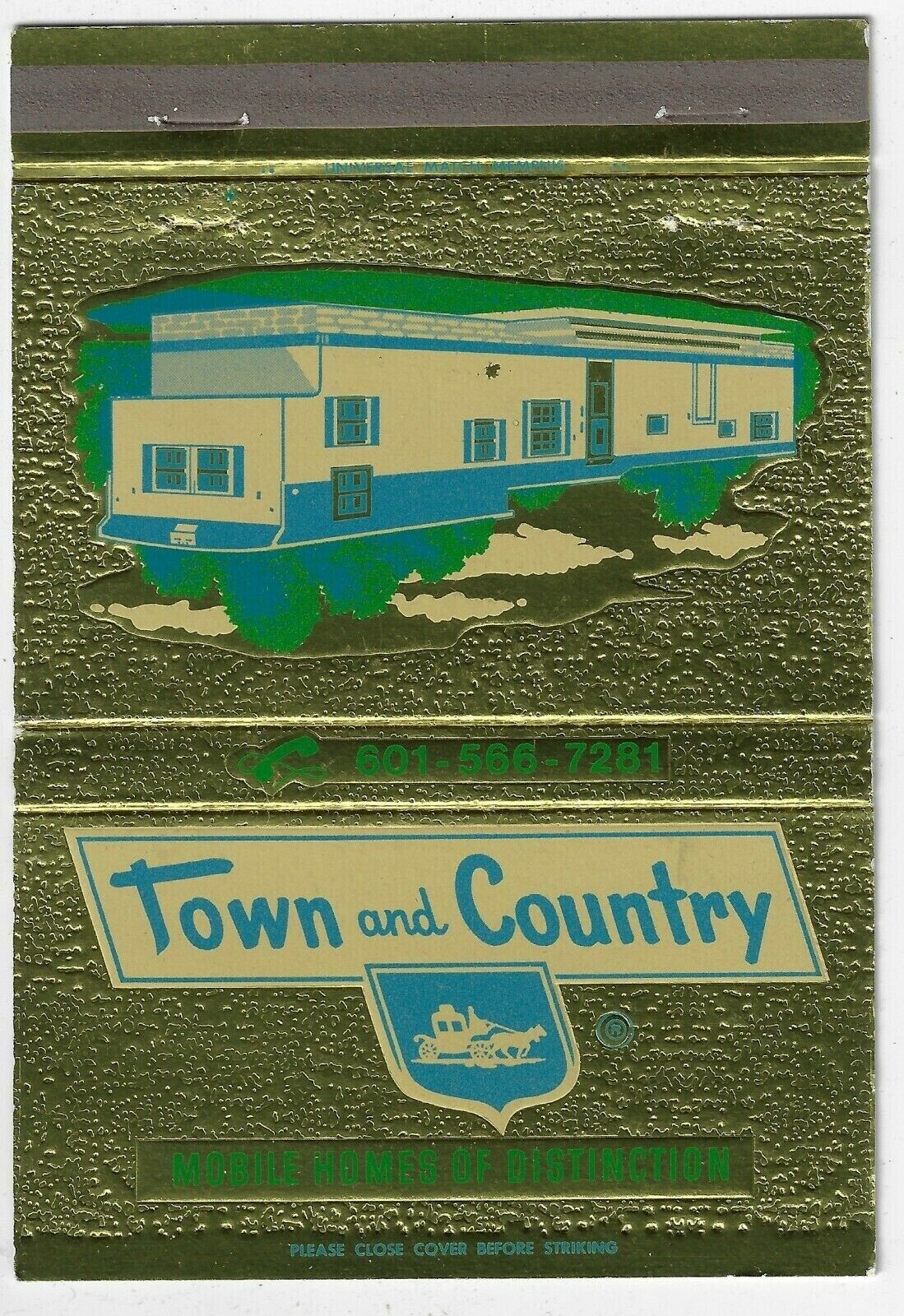 Town & Country Mobile Homes of Distinction Verona Mis FS 40S Empty Matchcover