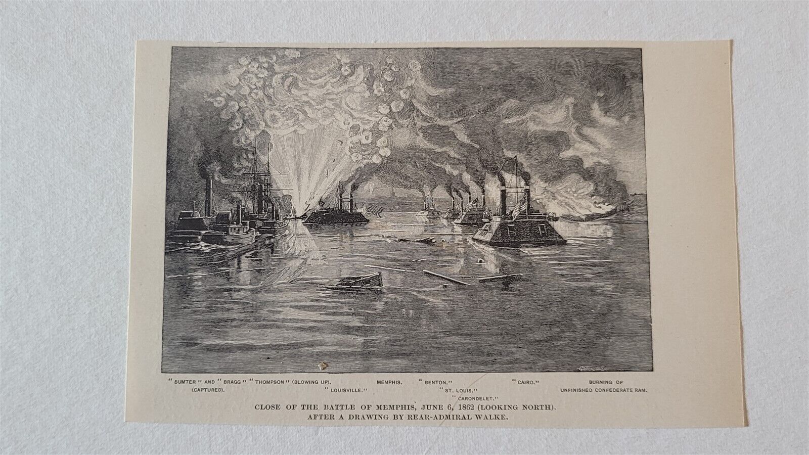 Battle of Memphis Close USS Louisville Cairo Benton 1888 Civil War Picture
