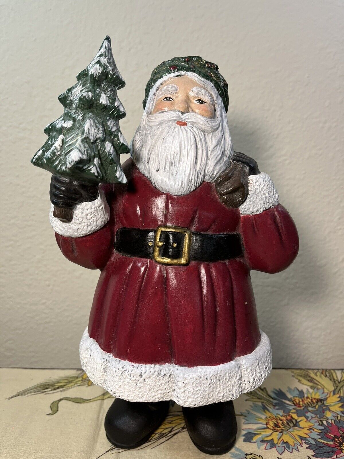 Vintage 1989 Old World Santa Claus St. Nicholas Hand Painted Ceramic Figure 10”+