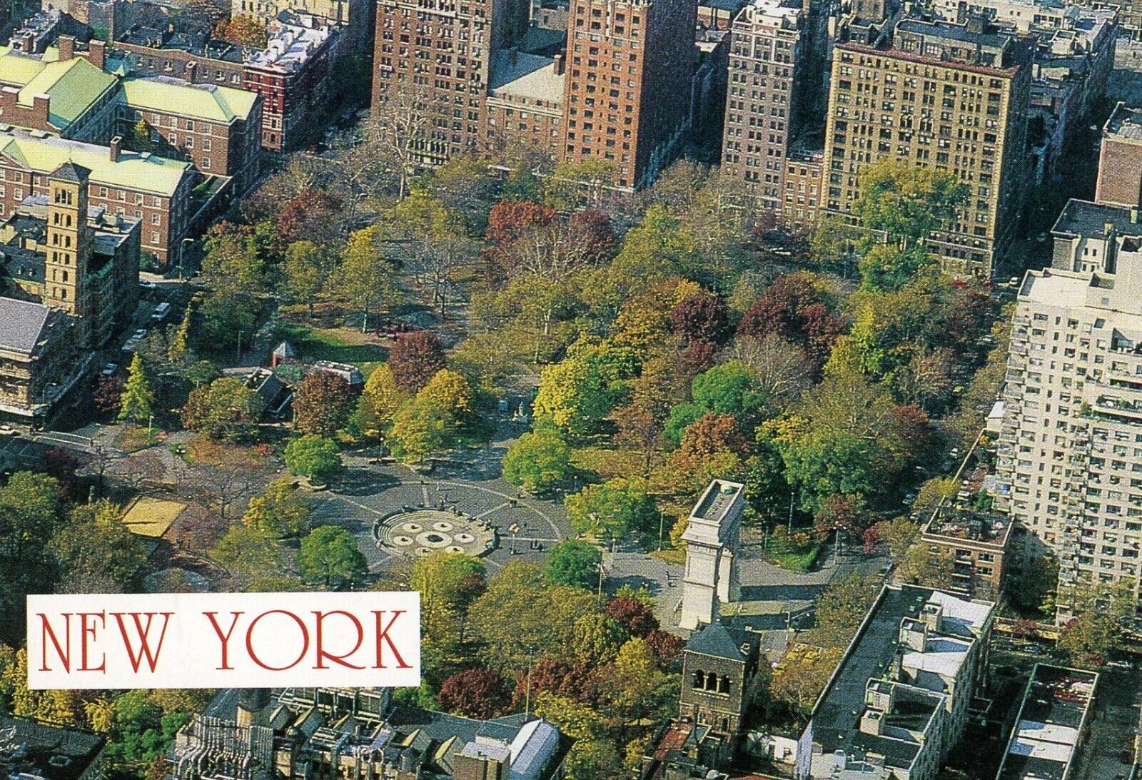 Aerial View, Washington Square, Greenwich Village, New York City --POSTCARD
