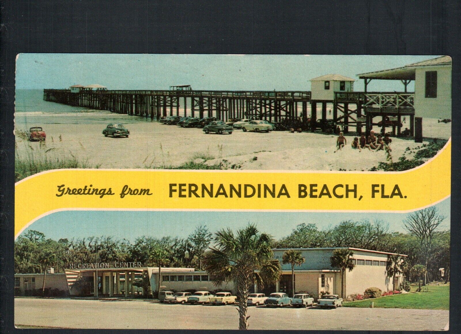 1964 FERNANDINA BEACH,  FL * GREETINGS FROM ~ PIER/RECREATION CENTER *  POSTED 