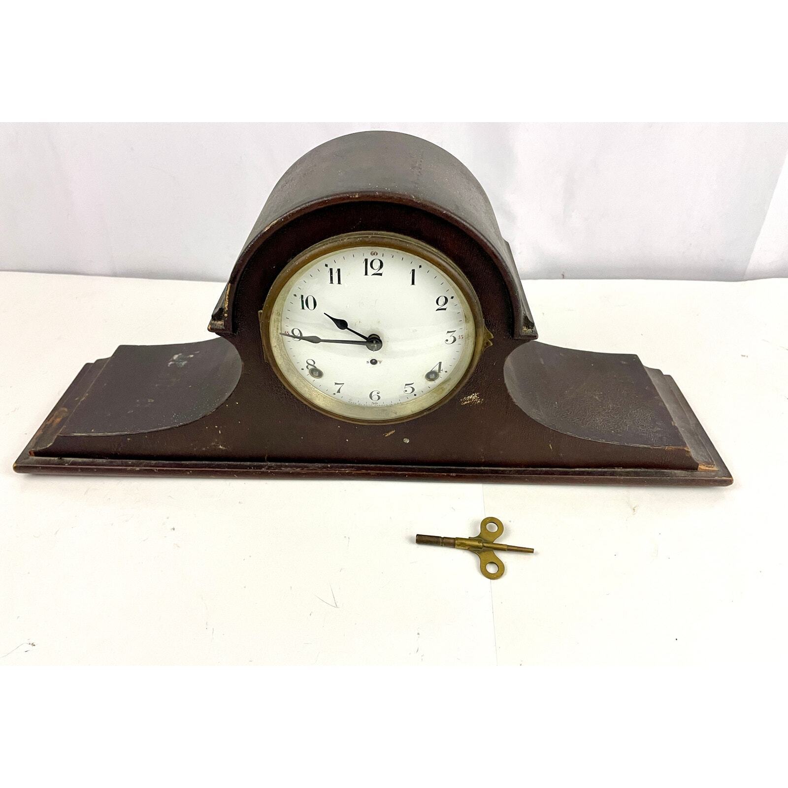 Antique Seth Thomas Tambour Style Mantel Clock #89 With Key Pendulum Chime 