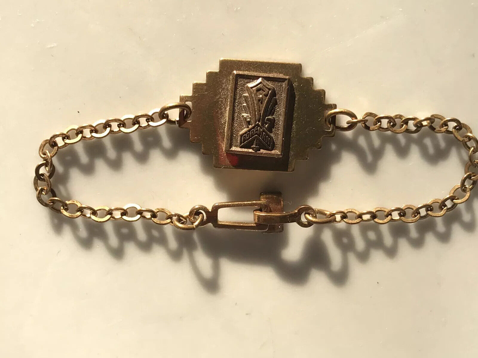 Old Antique FOREMAN HFS Fireman Brass Bracelet Obsolete Badge Plaque Insigna