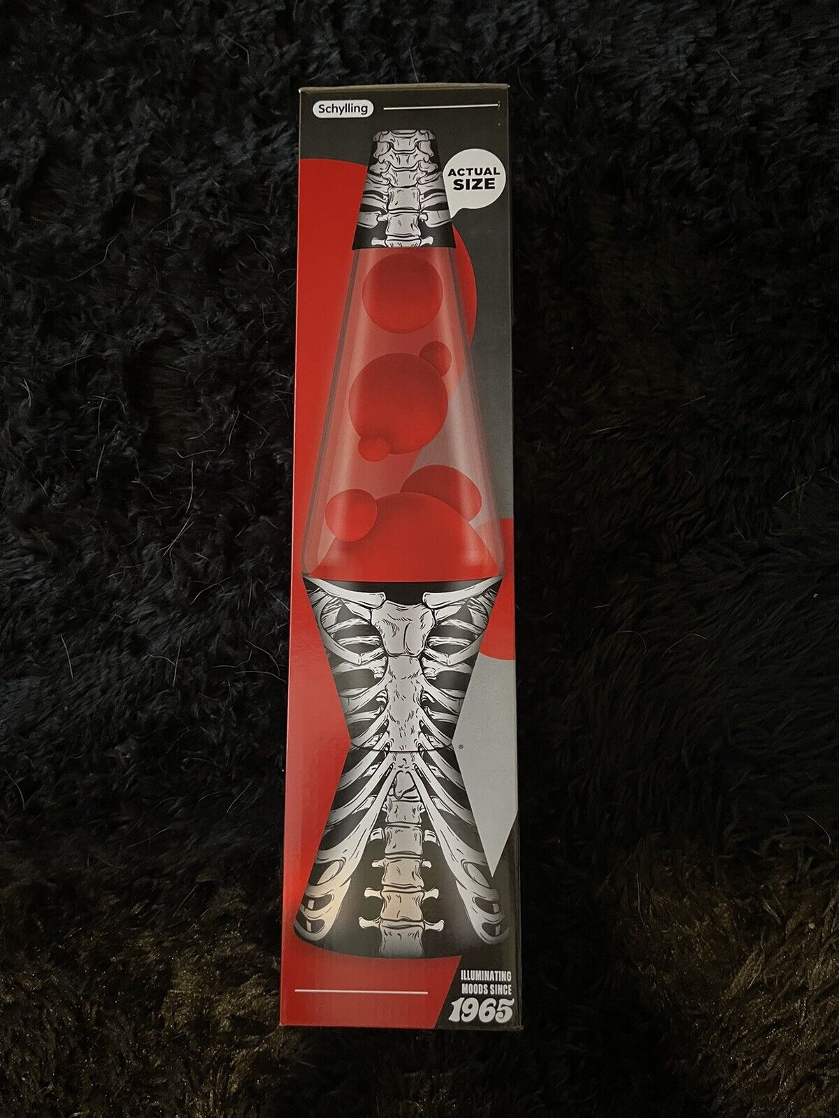 Lava Lamp 17” - Skeleton Bones - Red Lava Wax - Clear Liquid - NEW