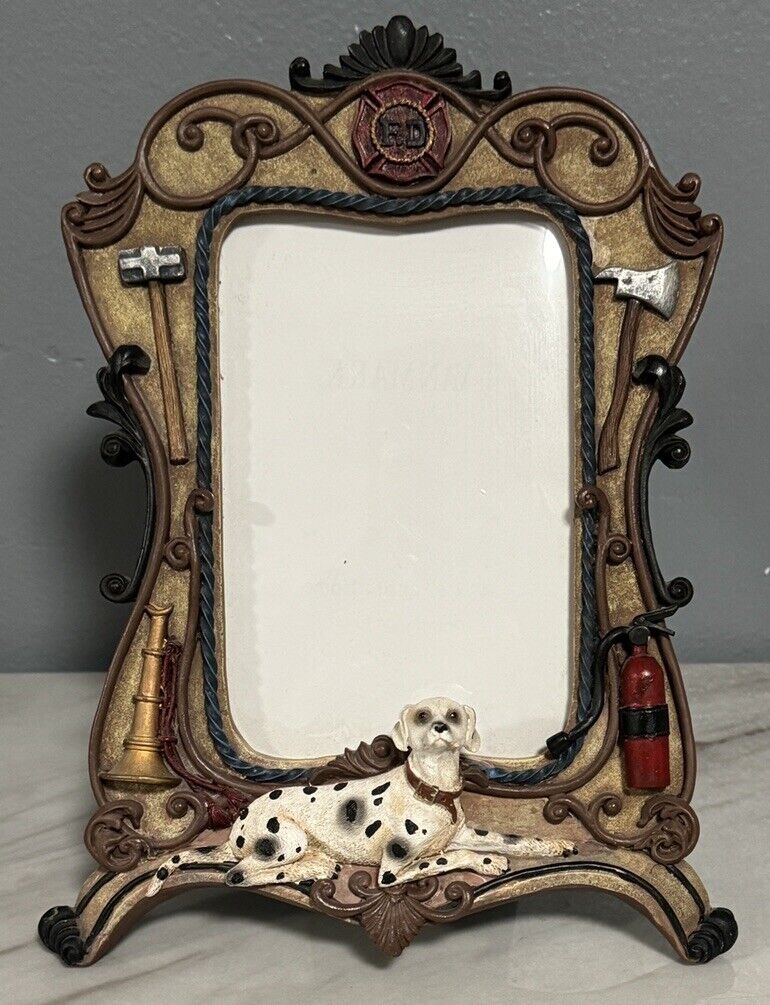 Vanmark Red Hats of Courage FD Fire Department Picture Frame Dalmatian Dog 4 x 6