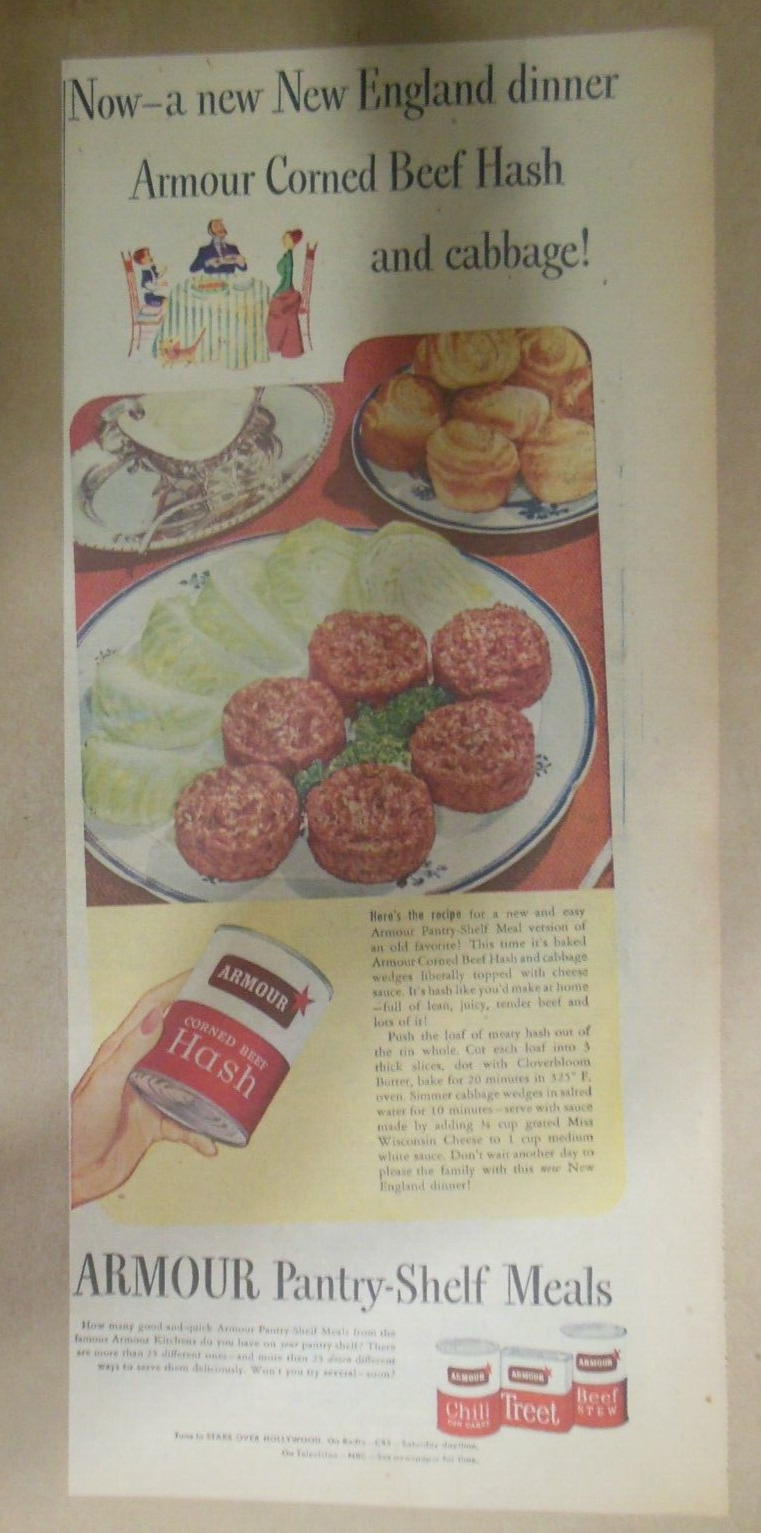 Armour\'s Meat Ad: Pantry Shelf Meat Products from 1951 Size: 7.5  x 15 inches
