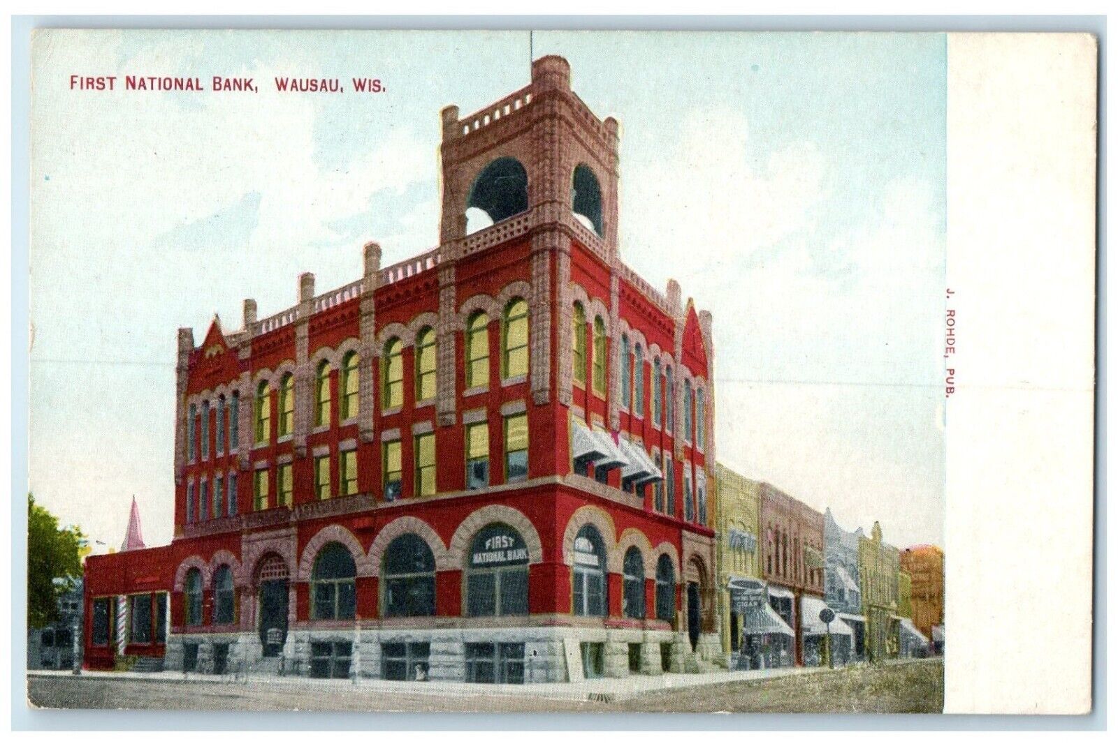 c1910 Exterior First National Bank Building Wausau Wisconsin WI Vintage Postcard
