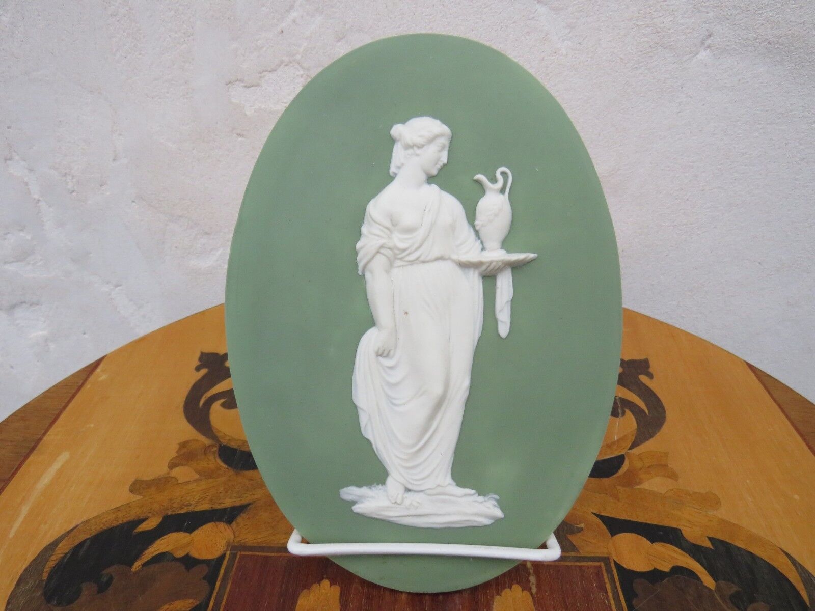 Wedgwood Green Jasperware Priestess Sacrifice Figure Large Oval Plaque (c.1780s)