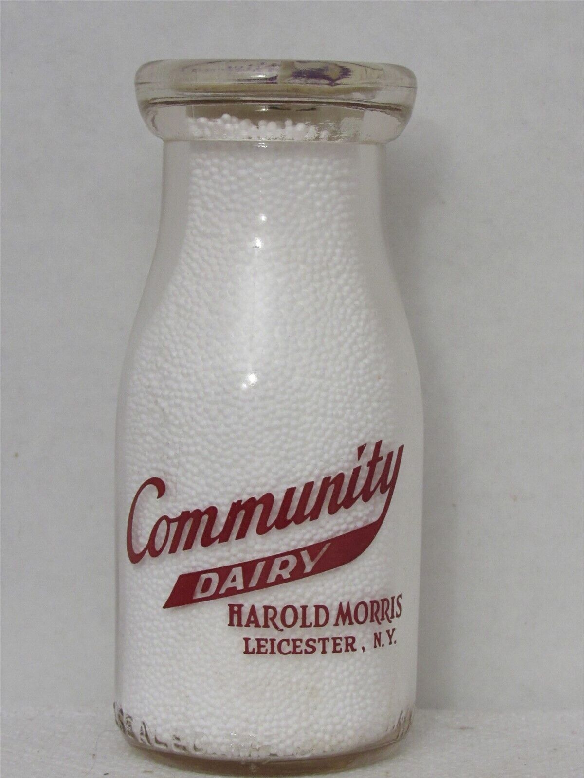 TRPHP Milk Bottle Community Dairy Harold Morris Farm Leicester NY Timely Treat