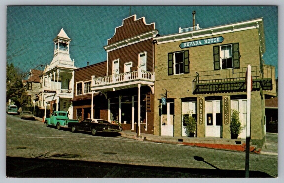 Postcard Nevada City California Main Street Nevada House Shaws Antiques