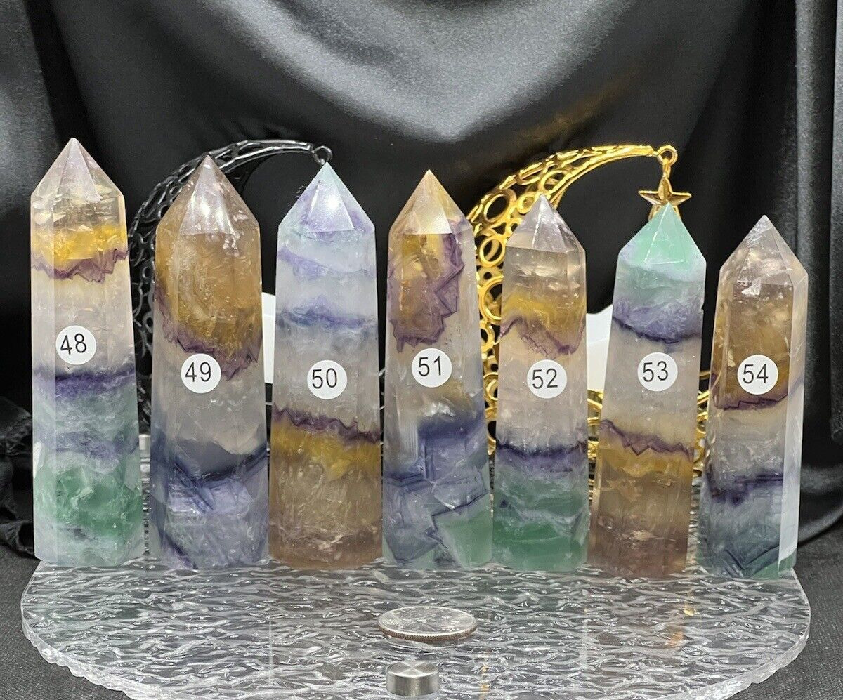 Natural Colorful Unique Fluorite towers L@@K  Free gift