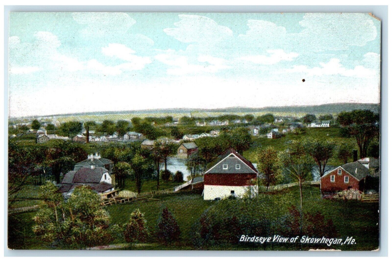 c1905 Bird's Eye View Of Skowhegan Maine ME Unposted Antique Postcard