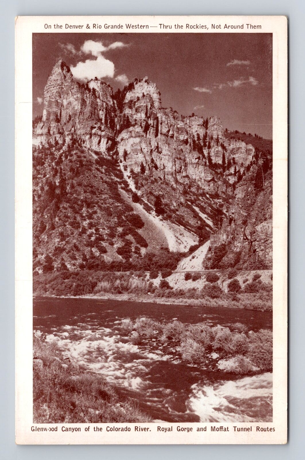 Glenwood Springs CO-Colorado, Glenwood Canyon, Colorado River Vintage Postcard