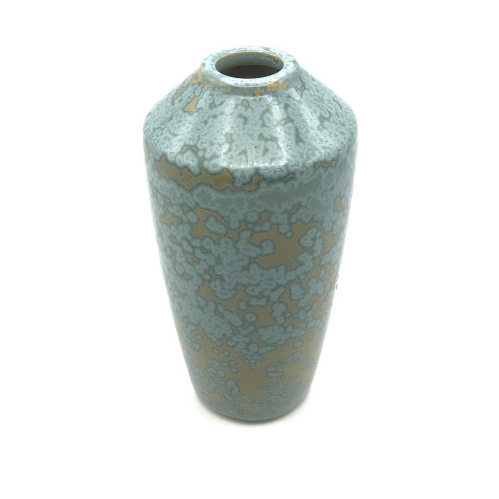 Vintage Crystalline Reactive Glaze Artisan Pottery Vase Ombre Gold to Green #2