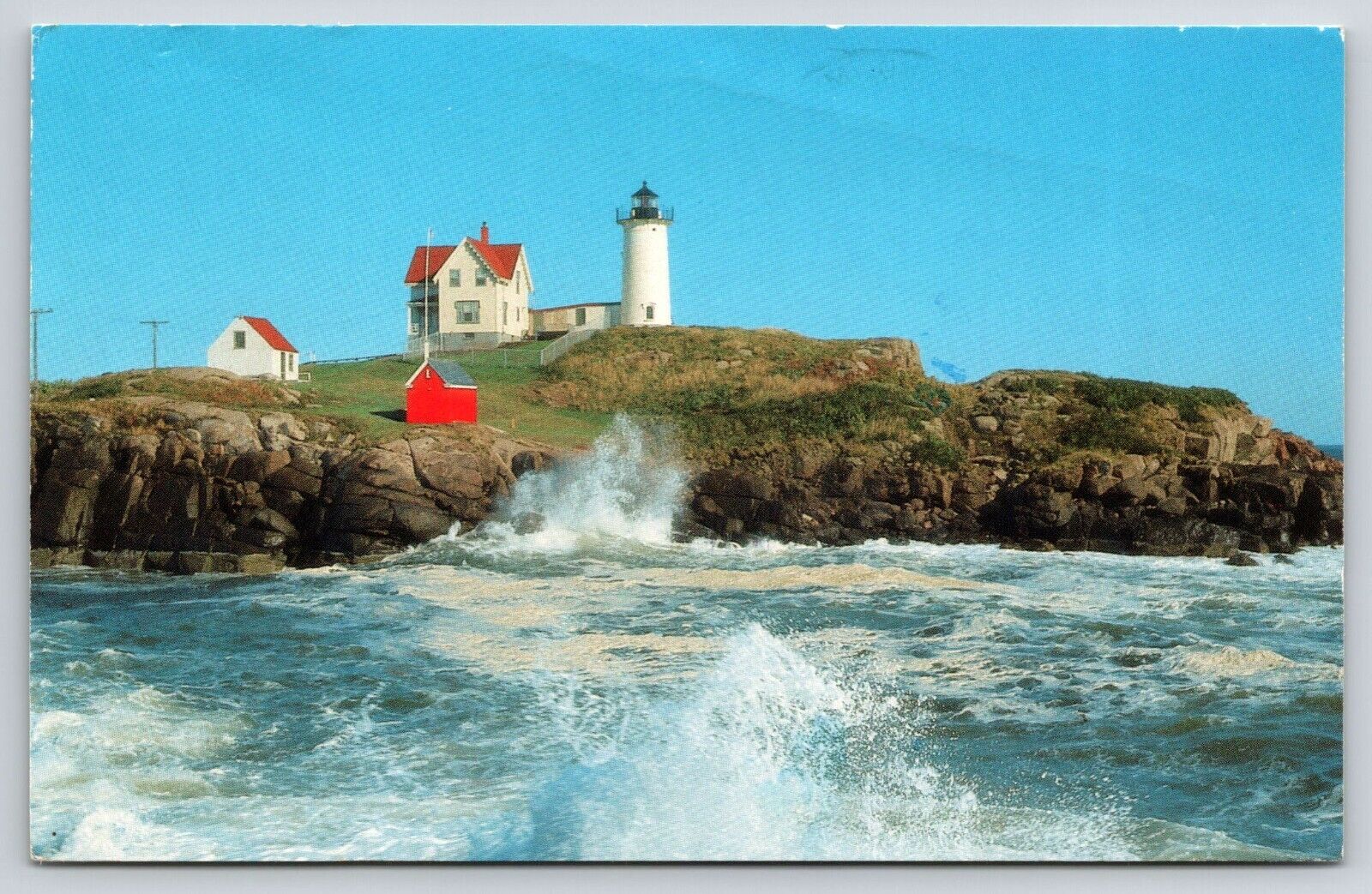 Postcard Famous Nubble Light Lighthouse York Beach Maine ME