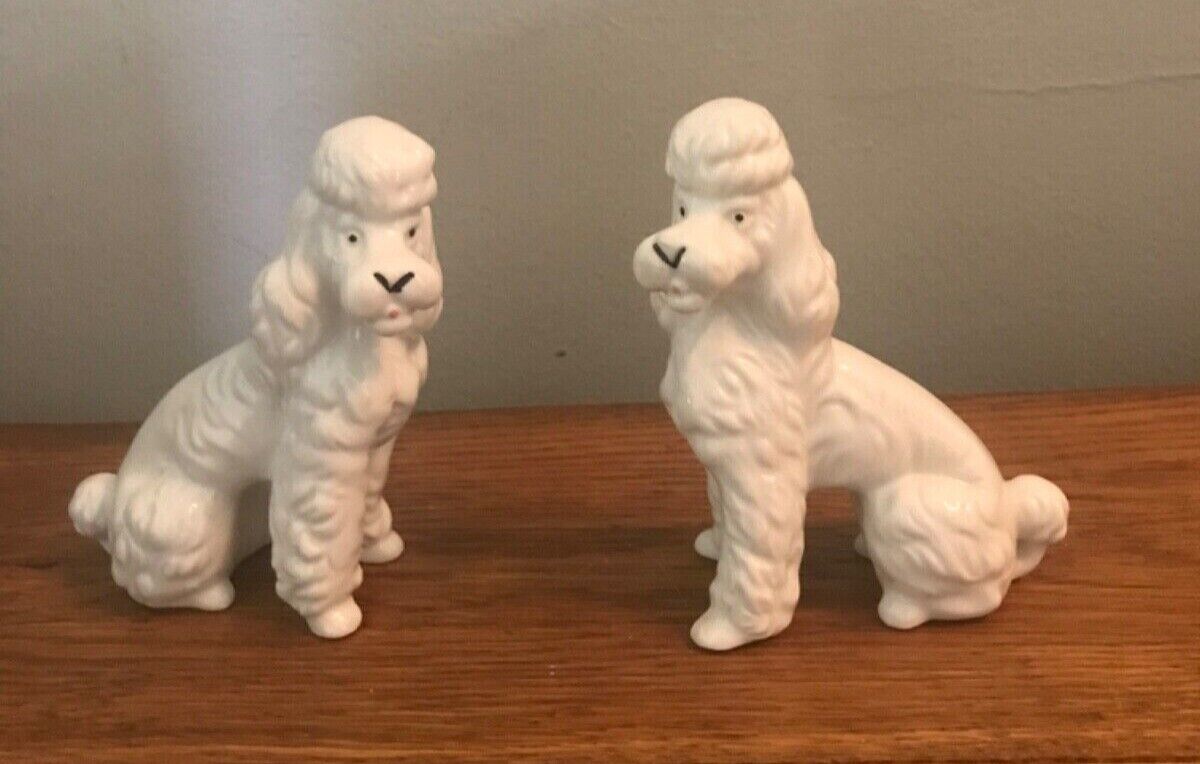 Vintage Matching Poodle Figurines Pierre and Paulette in Ceramic Porcelain 