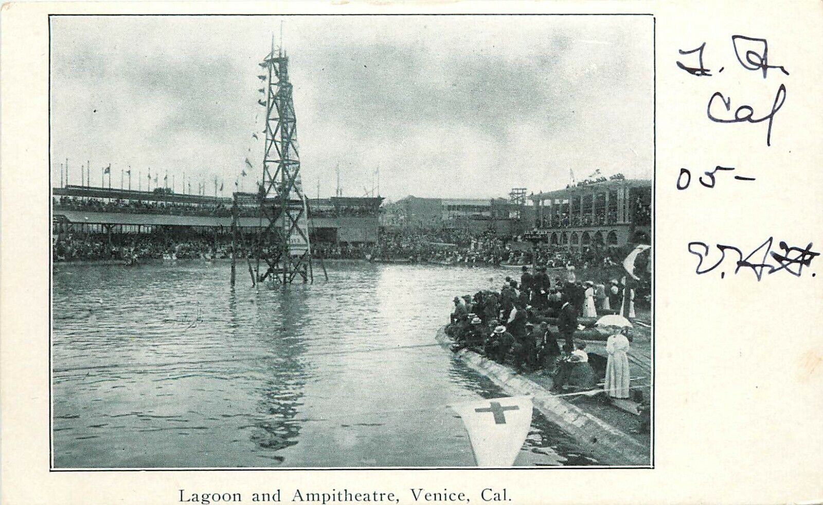 Early Vintage Postcard Lagoon & Amphitheatre Venice CA M. Rieder Unposted