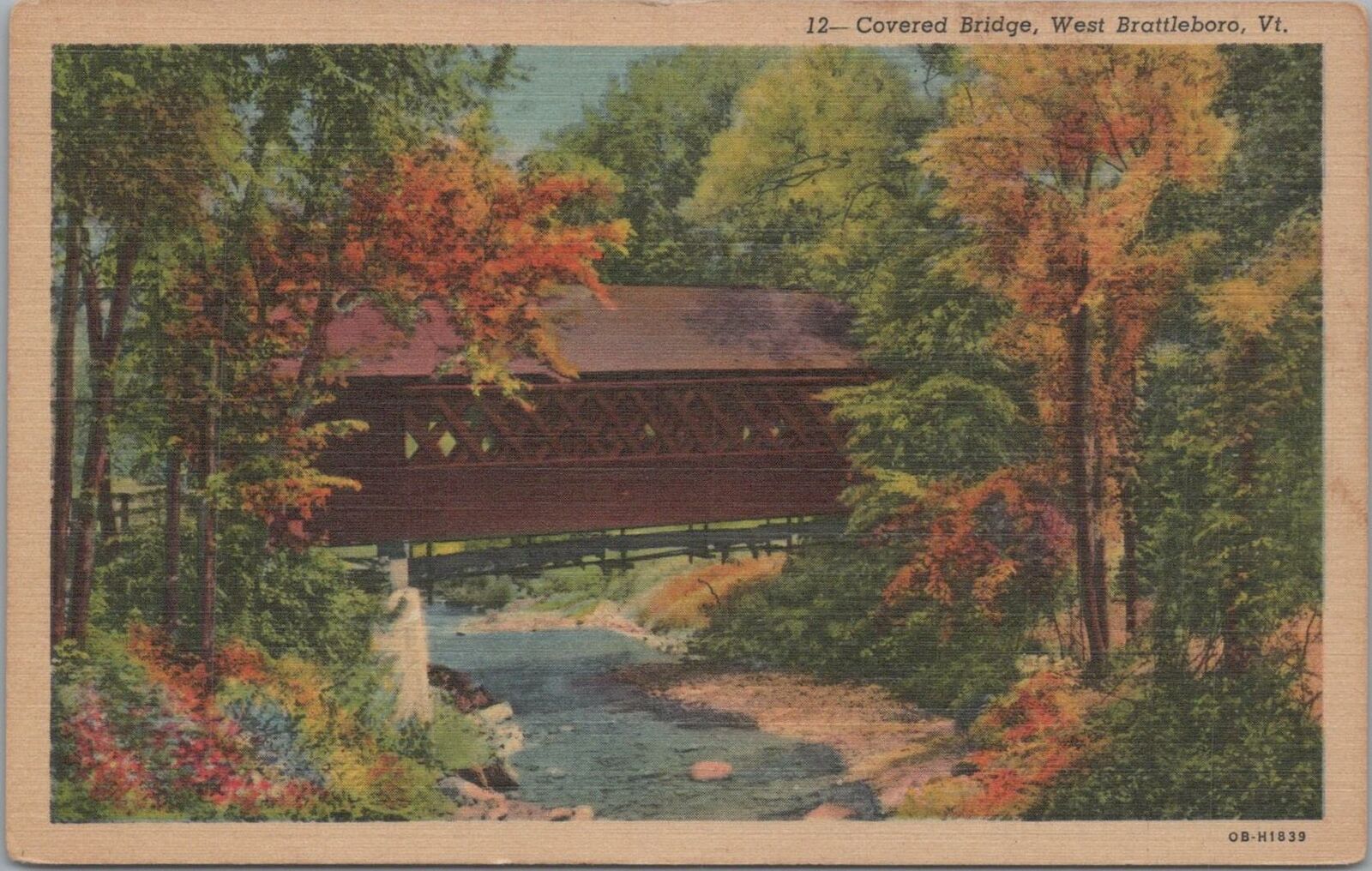 Postcard Covered Bridge West Brattleboro VT Vermont 