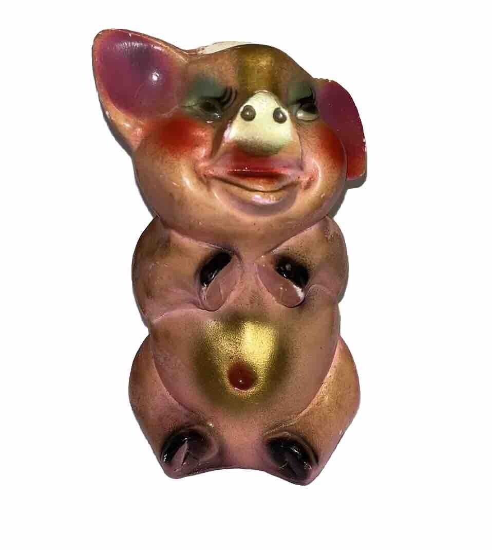 Vintage 1950\'S Carnival Chalk  Pink Pig Piggy Bank Chalk Figurine Good Condition