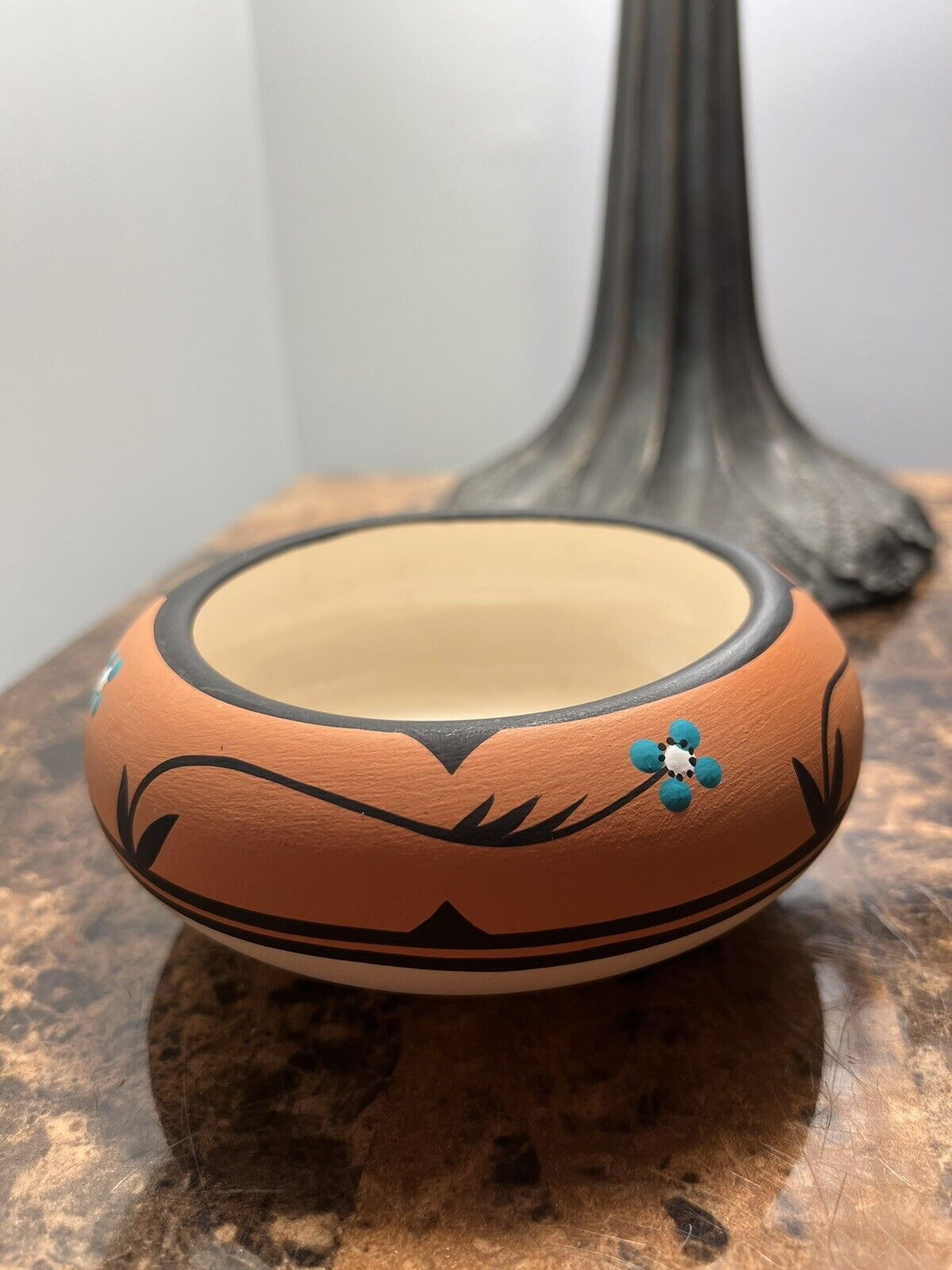 Kopa Pottery, Bowl Made in AZ, Southwest, Handpainted, Signed & Numbered DS 110.