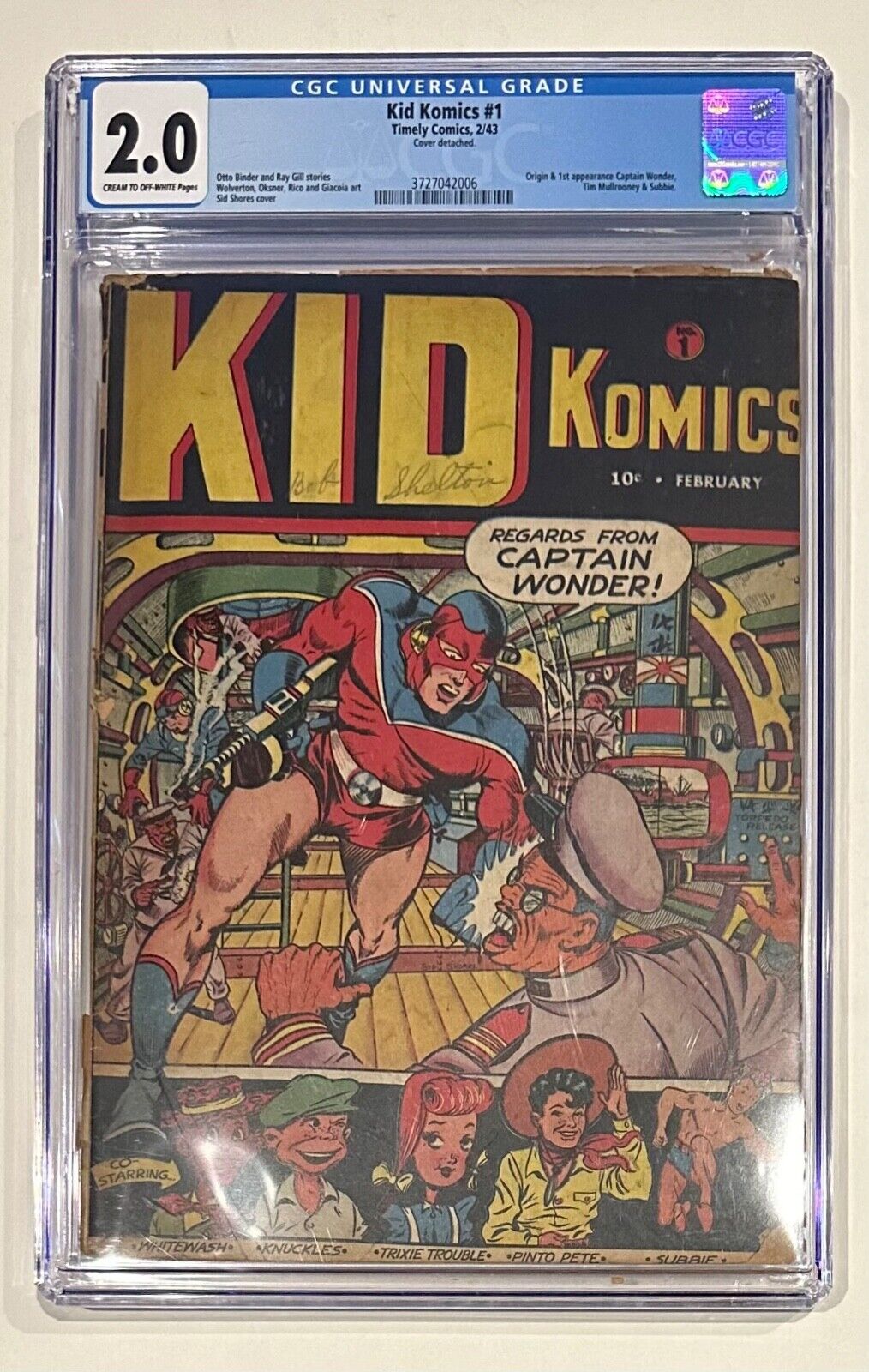 (1943) KID KOMICS #1 CGC 2.0 1st Captain Wonder Rare Golden Age Timely