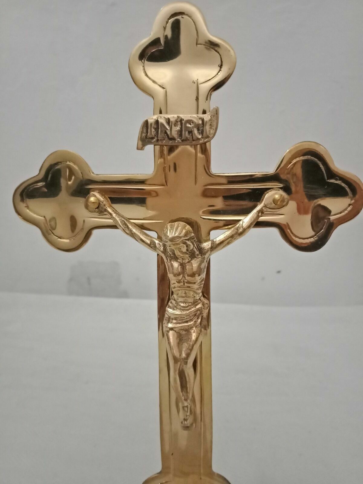 Fully Brass Altar Cross Jesus Christ Crucifix - 19th century Church Cross Jesus