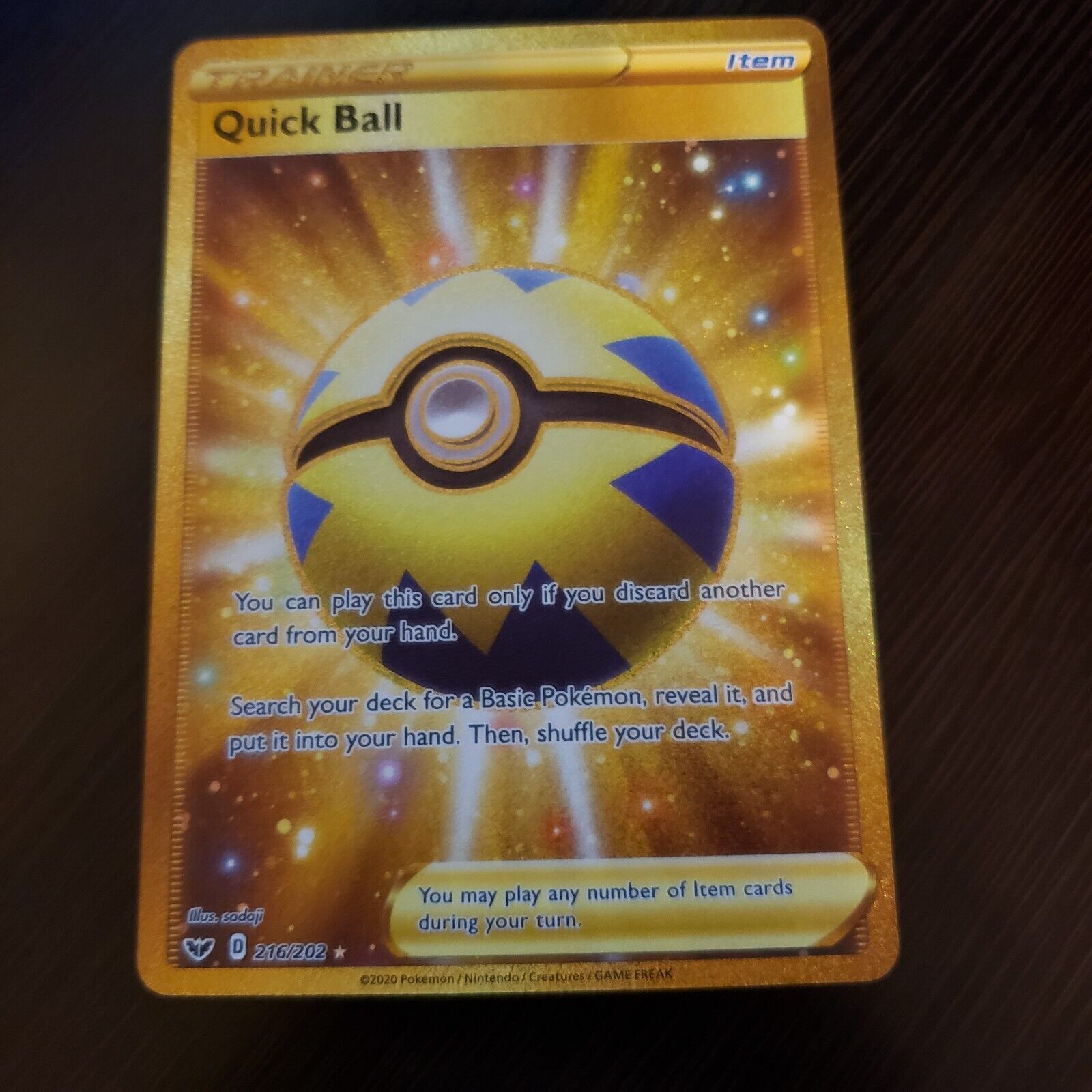 Quick ball 216/202 Full Art Ultra Rare Sword & Shield Pokemon Card ***