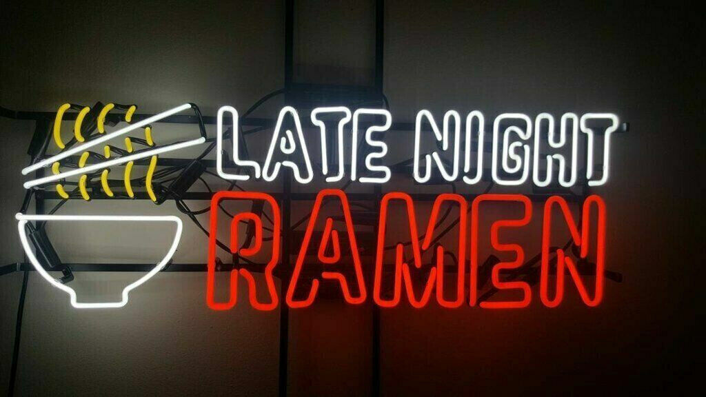 Late Night Ramen Neon Sign Real Glass Restaurant Food Shop Wall Deocr 24\