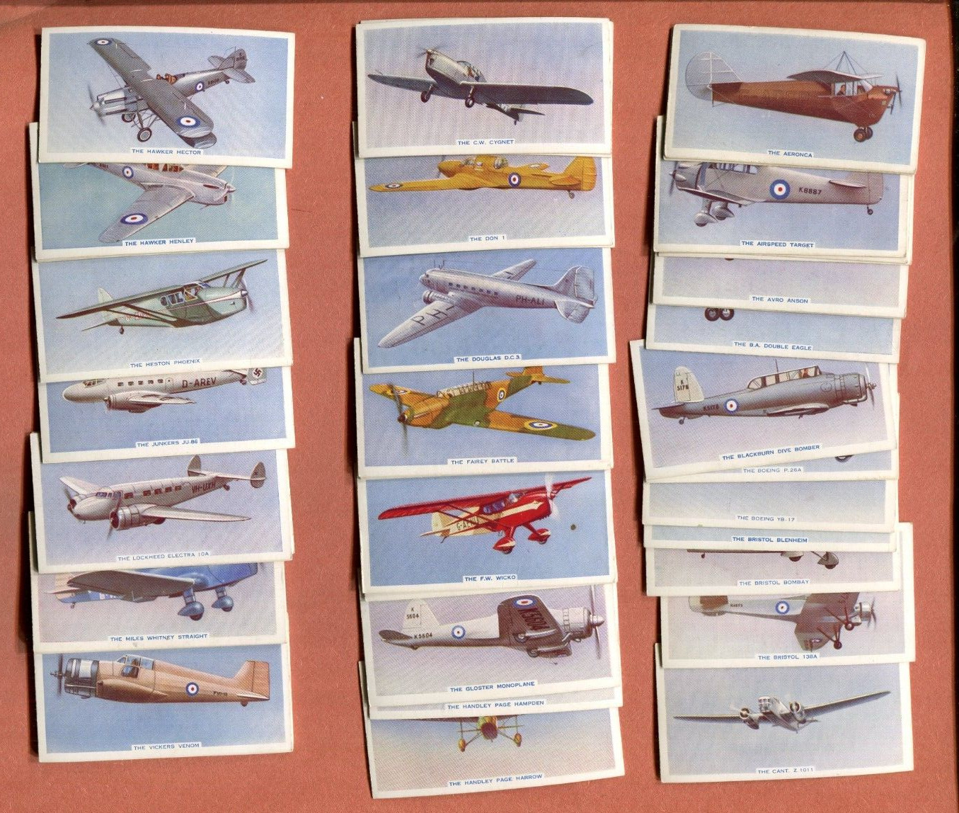 1938 GODFREY PHILLIPS CIGARETTES AIRCRAFT 50 TOBACCO CARD SET