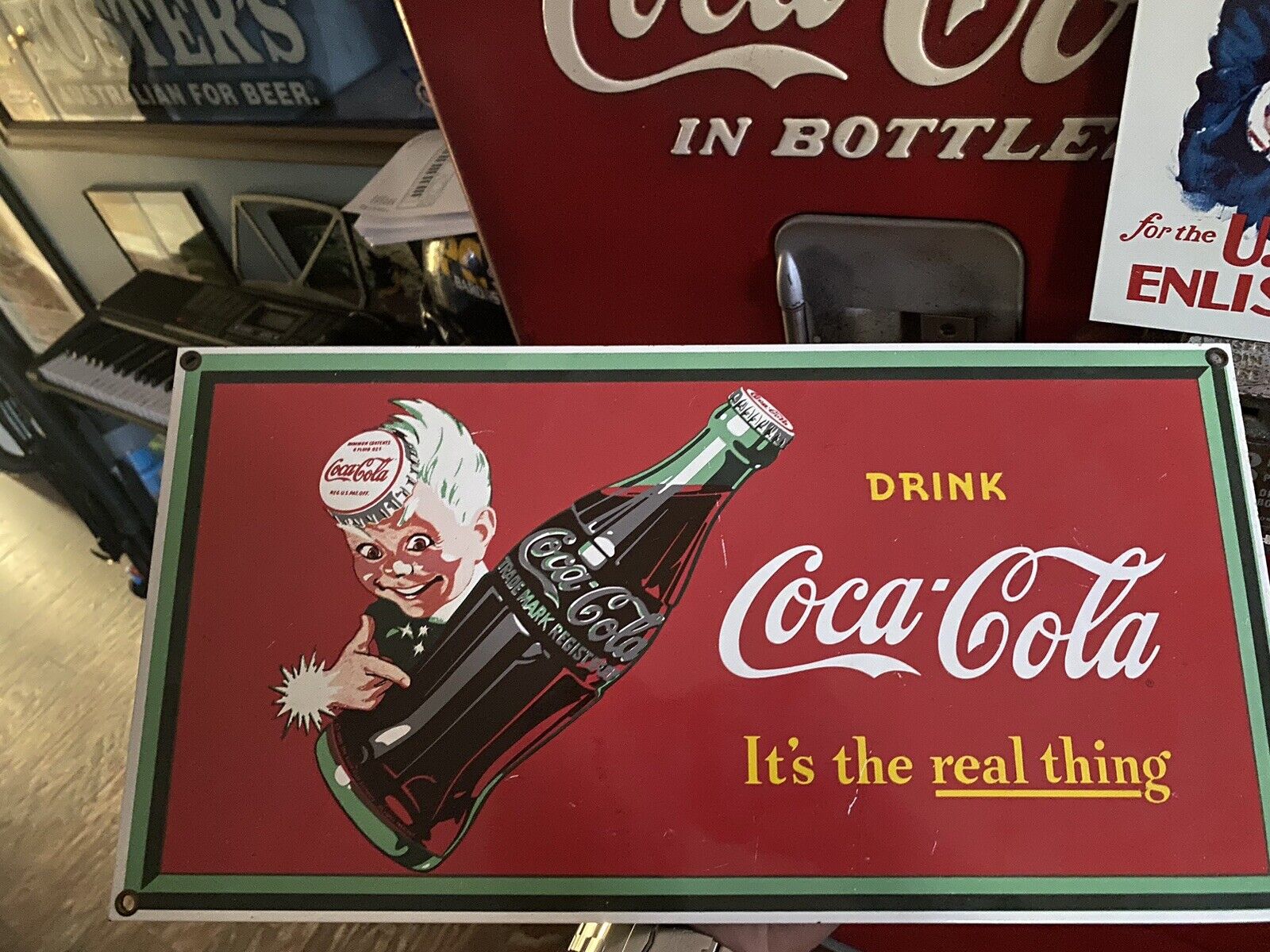 vintage coca cola metal original sign