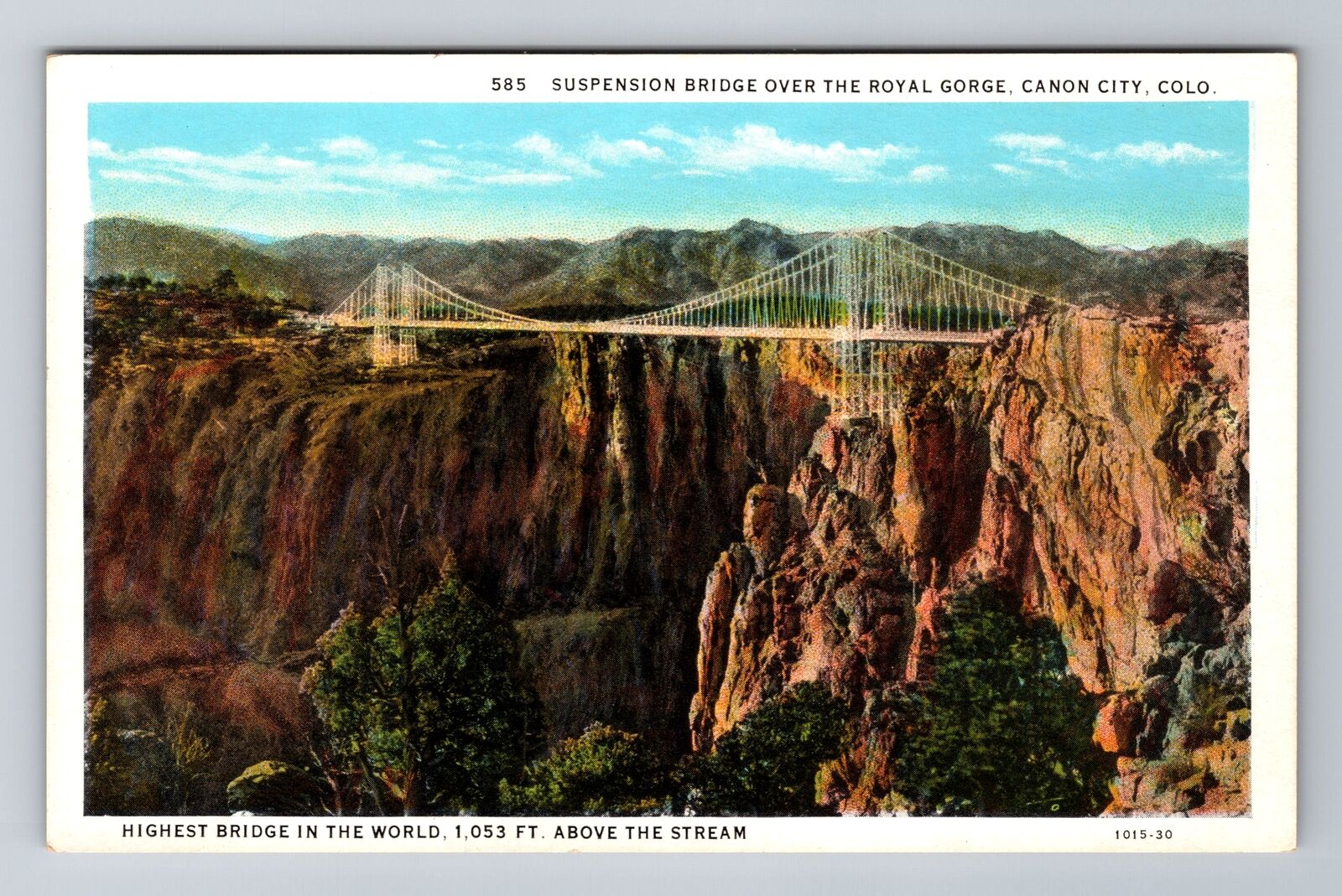 Canon City CO-Colorado, Suspension Bridge over Royal Gorge, Vintage Postcard