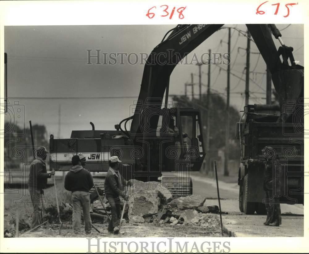 1989 Press Photo Construction on West Metairie near Transcontinental - not07488