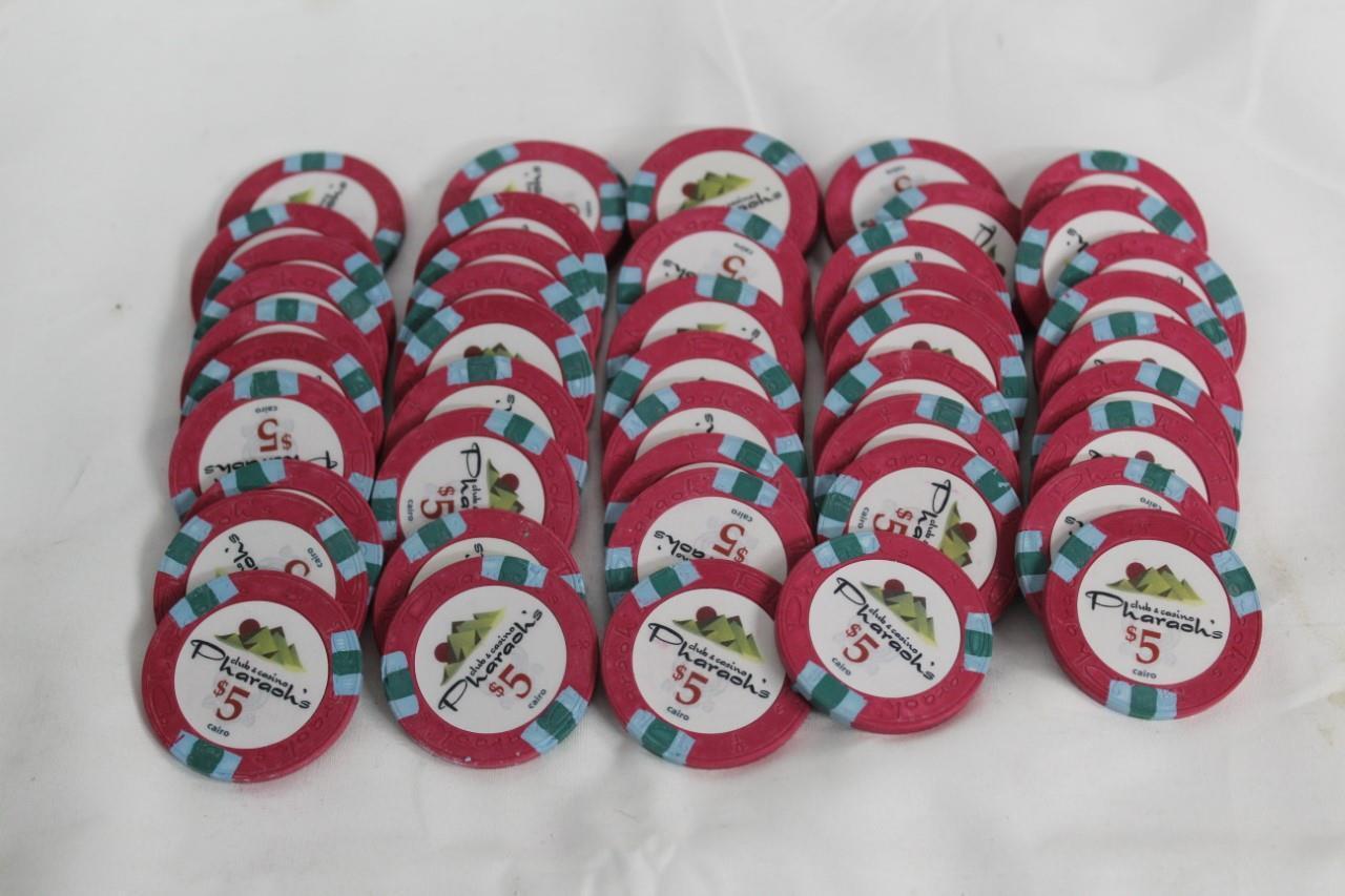 Pharaoh’s Club & Casino Poker Chip $5.00 Lot of 50