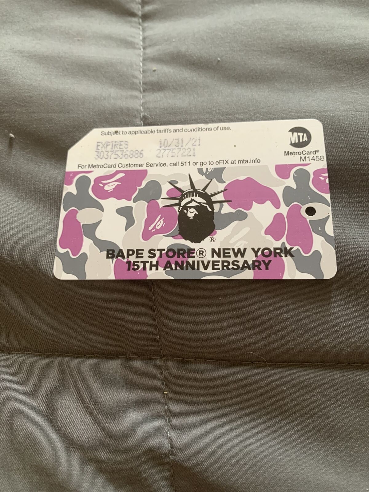BAPE NYC MTA 15th ANNIVERSARY Metrocard Expired Collectible Item 