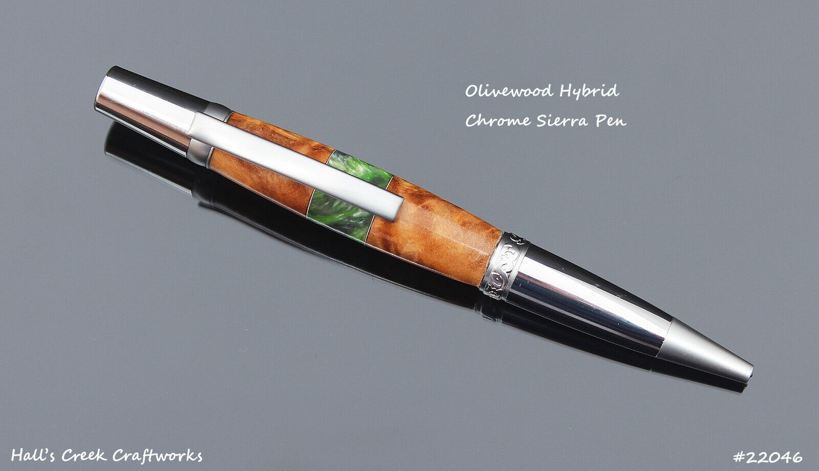 Handcrafted Olive Wood Hybrid Chrome Sierra Pen