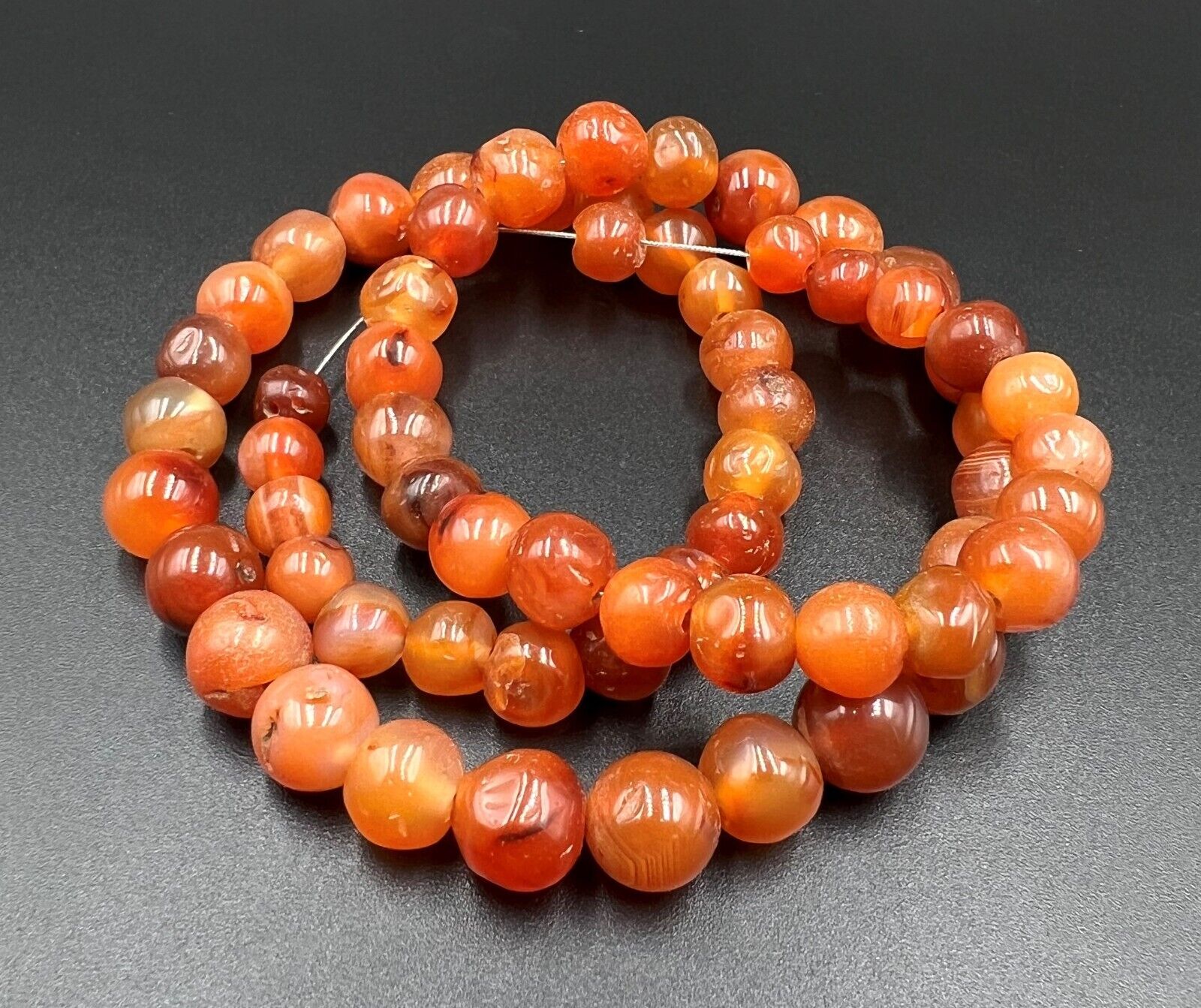 Himalayan India Tibet Nepal African Ancient Old Carnelian Agate Beads Necklace
