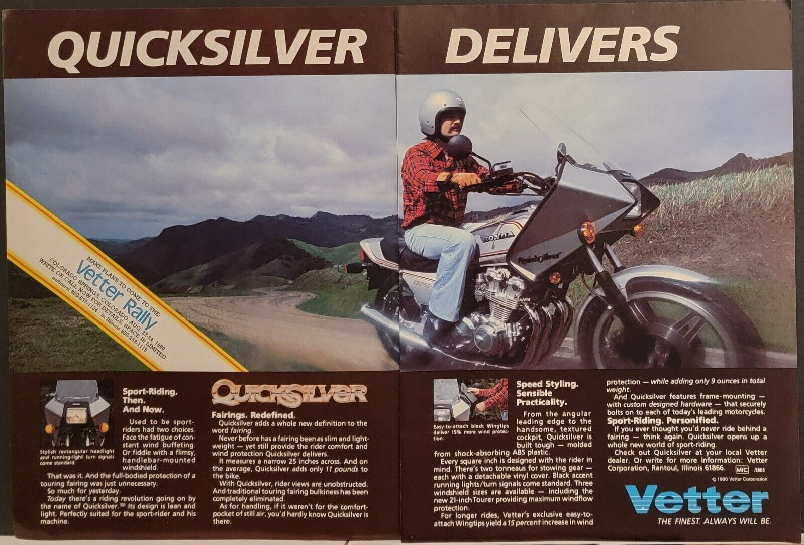1980 Vetter Motorcycle Shield Touring Fairing 2p Motorcycle Print Ad Honda CB750