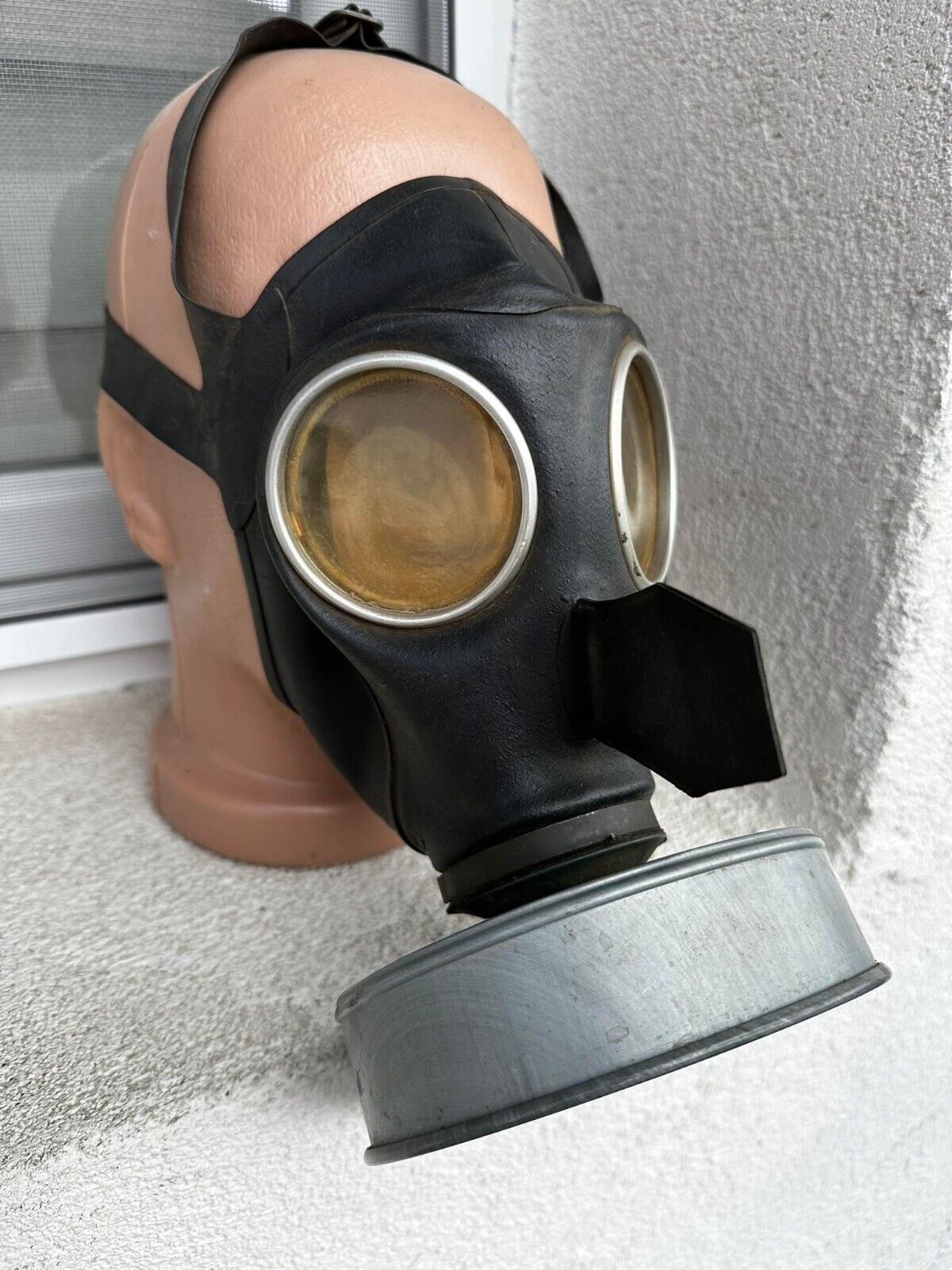 Vintage Civil Defence Gas Mask M34 Wehrmacht 1934 German WW2 WWII Rare Black