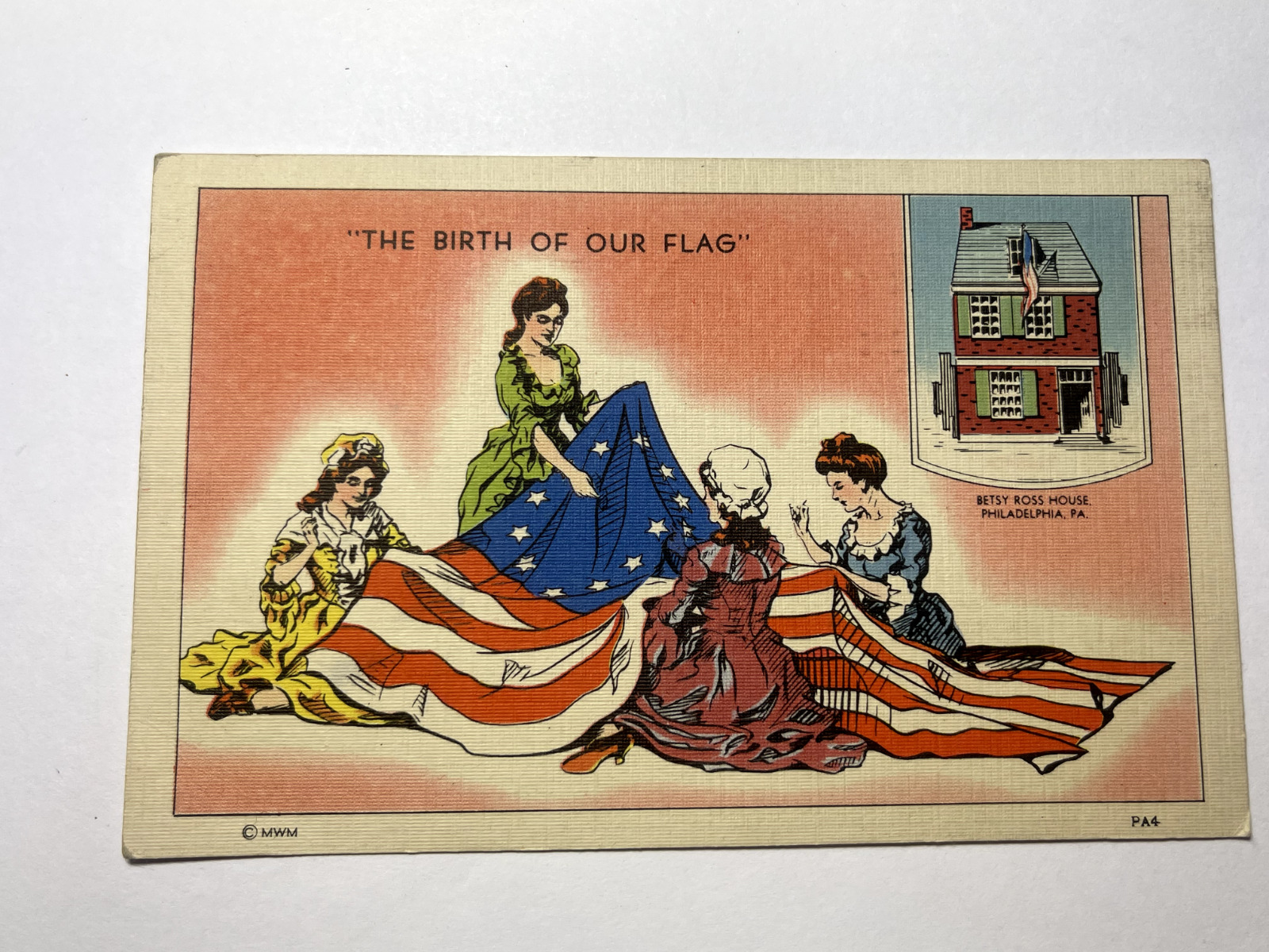 VINTAGE WWII The Birth of Our Flag Postcard Posted 1944 | P540
