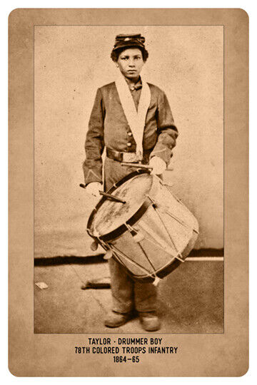 AFRICAN AMERICAN DRUMMER BOY CIVIL WAR UNION VINTAGE RP Cabinet Card PHOTOGRAPH