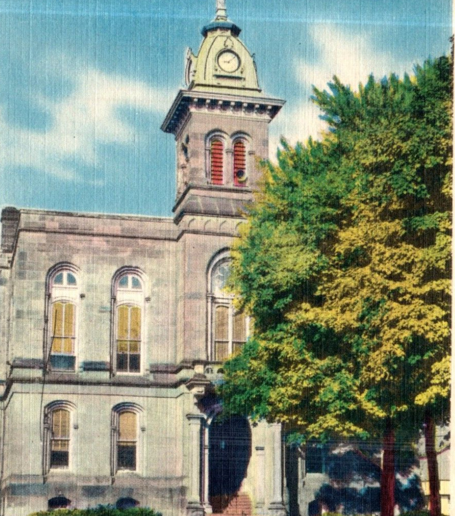 Vintage Postcard c.1930 Lisbon Ohio Columbiana Court House Street View-OH362