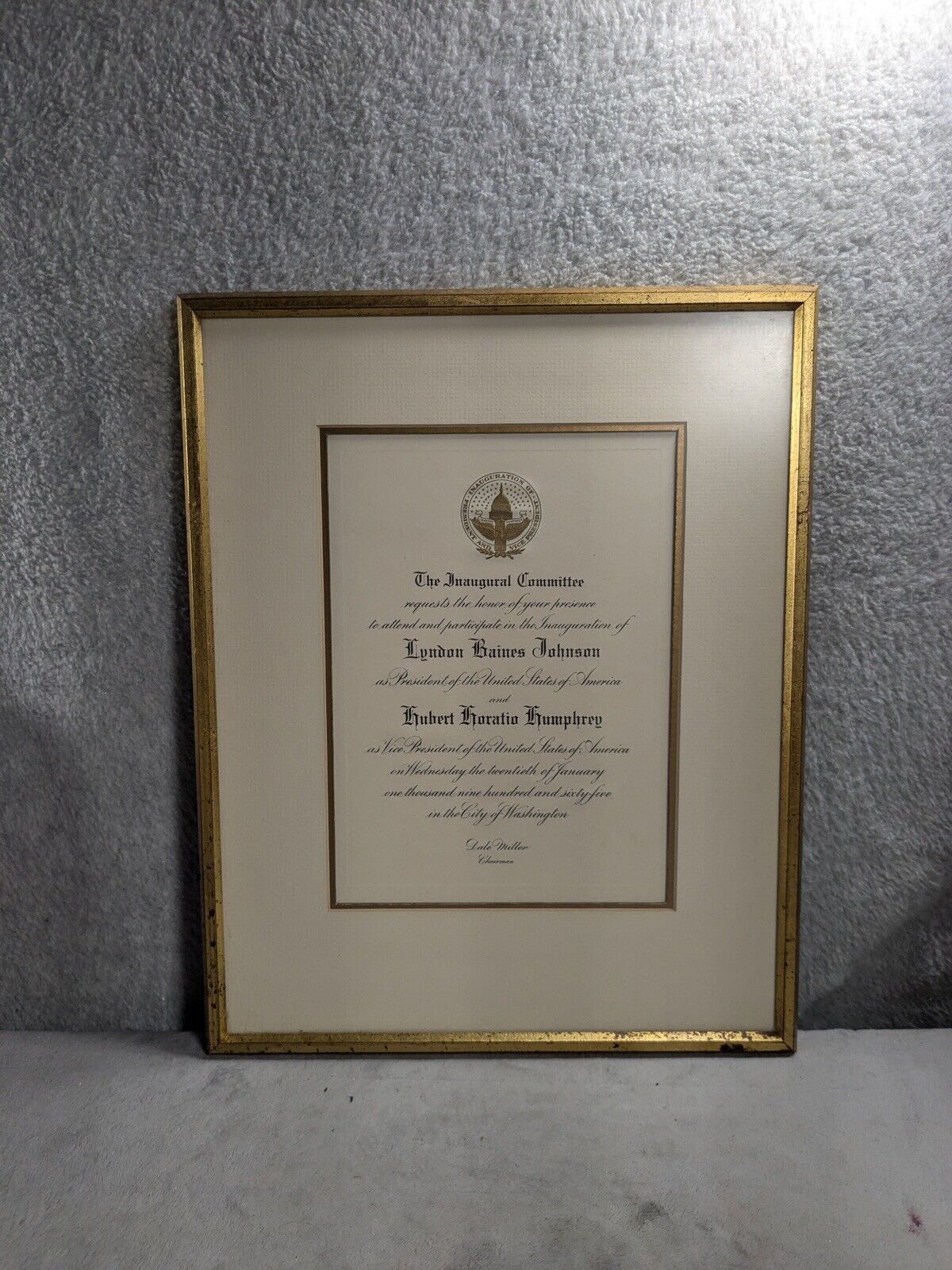 Original Lyndon B. Johnson Inauguration Invitation Hanging Framed 12x16”
