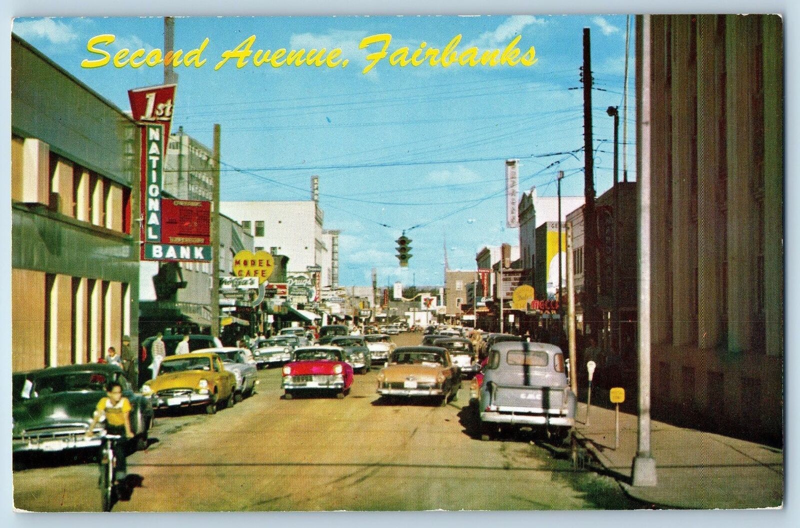Fairbanks Alaska AK Postcard Second Avenue Near The Arctic Circle c1960's Cars
