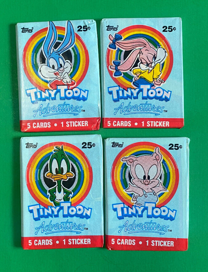 FOUR (4) 1990 TOPPS TINY TOON ADVENTURES UNOPENED PACKS/DIFFERENT WRAPPERS