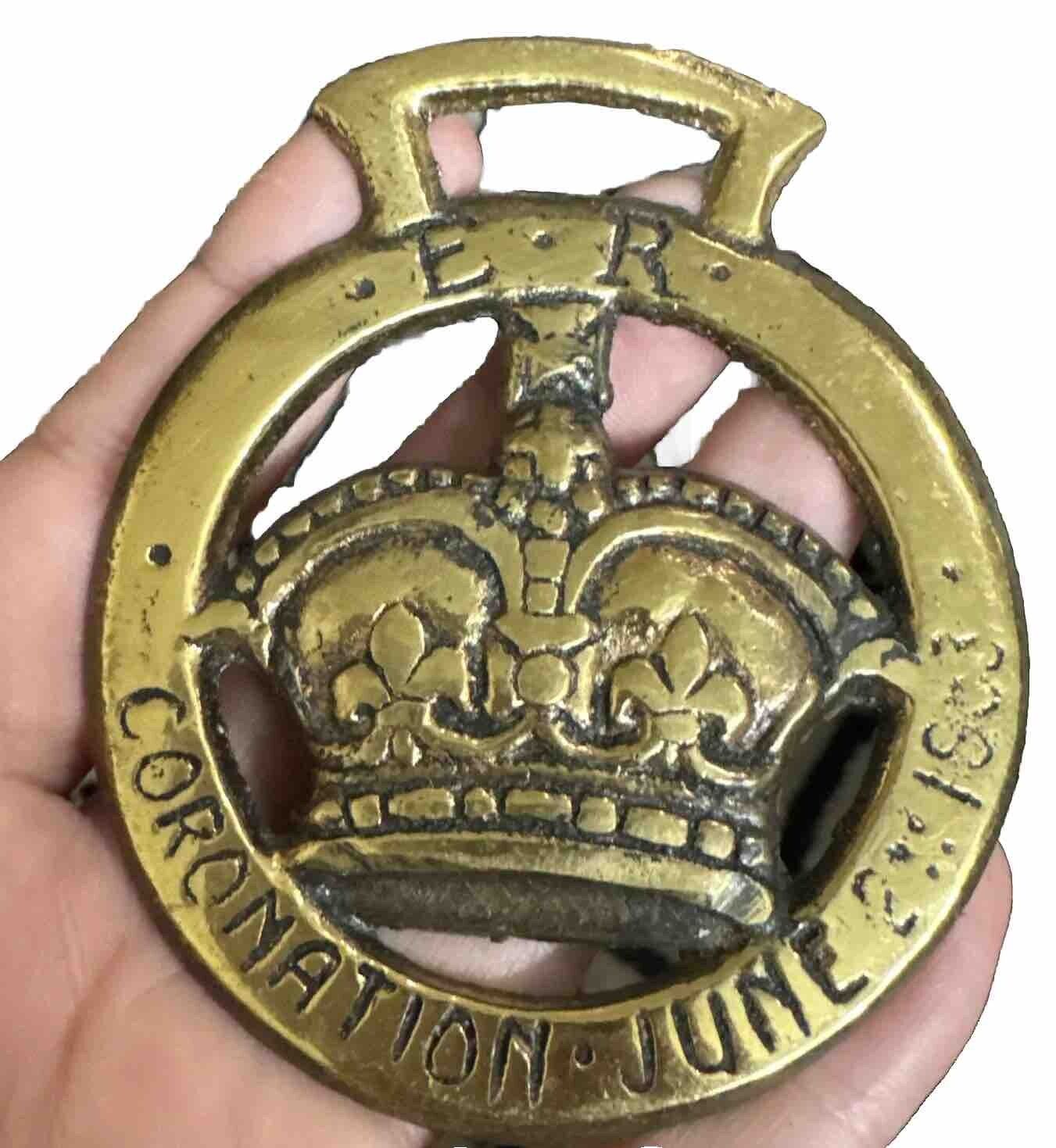 Queen Elizabeth E R Royal Coronation June 2nd 1953 Horse Brass Commemorative