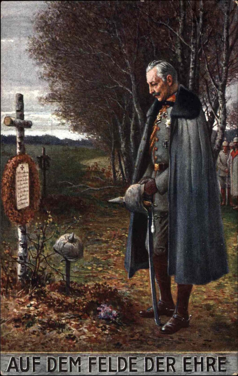 Propaganda WWI Kaiser Wilhelm Makeshift Grave of Soldier #852 c1915 Postcard