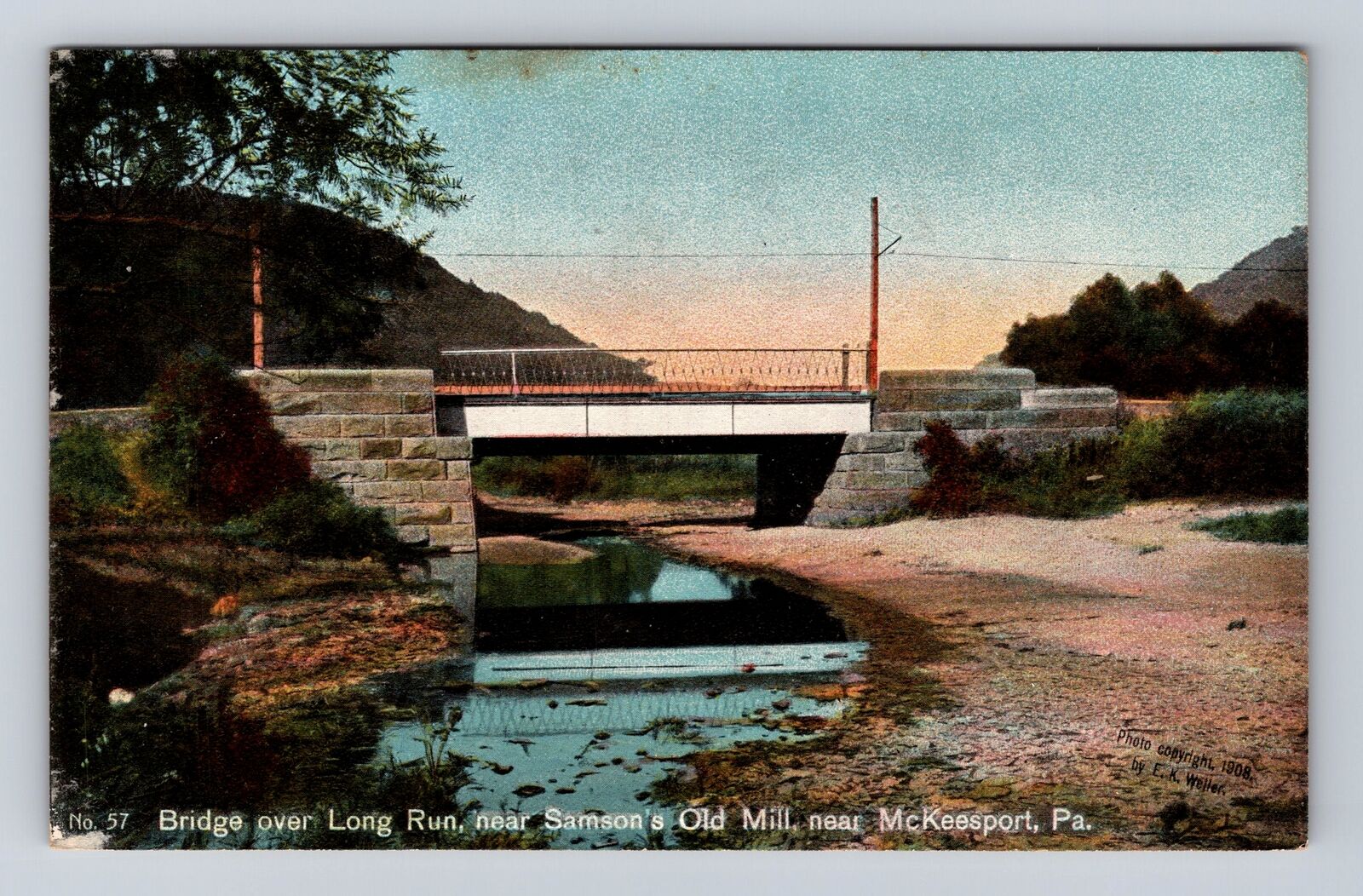 McKeesport PA-Pennsylvania, Bridge over Long Run, Old Mill, Vintage Postcard