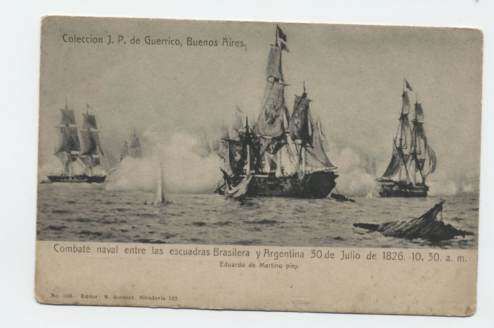c1908 Buneos Aires postcard 1826 naval battle [S.673]