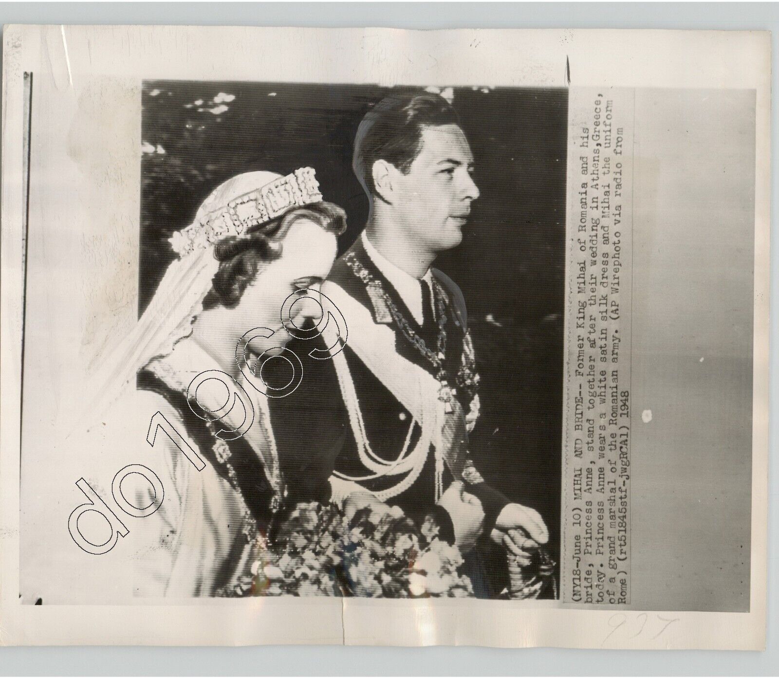 KING MIHAI of ROMANIA Marries PRINCESS ANNE in Athens GREECE 1948 Press Photo