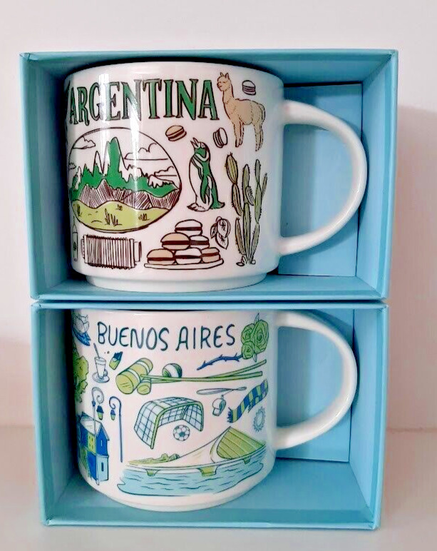Lot 2 Starbucks Mug Buenos Aires Argentina Coffee Tea Collectible Ceramic Cup
